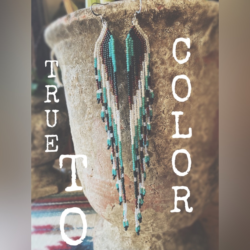 Artisan Crafted Beaded Bohemian Dusters | Long Multi-Tone Fringe Earrings - Picture 11 of 11